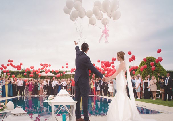 helium filled balloons in a wedding party